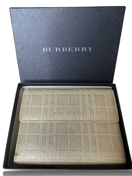 Burberry Handbags - Burberry Silver Embossed Check Fold-Over Wallet